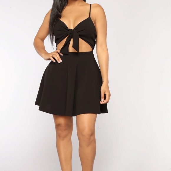 Ophelia Tie Front‎ Dress - Black - Picture 1 of 5